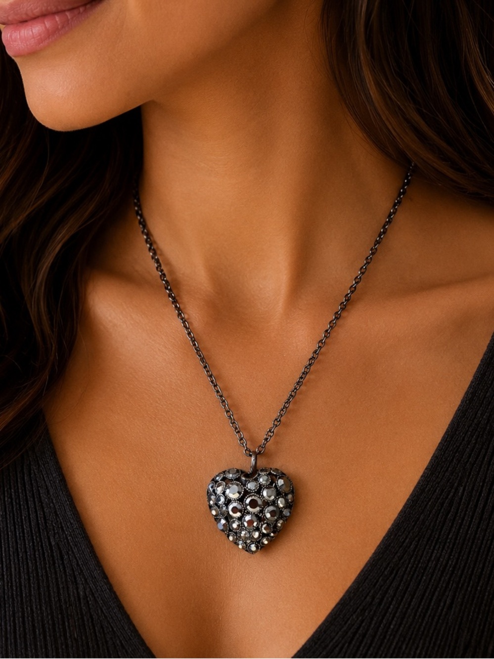 Elegant Silver Heart Pendant Necklace